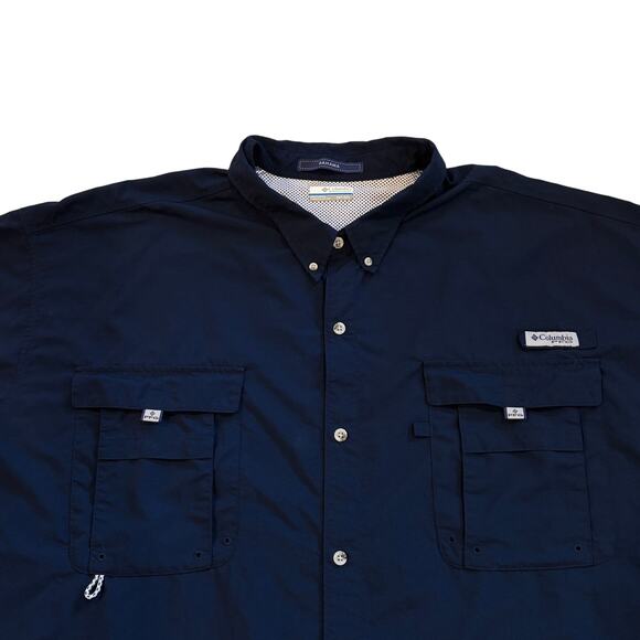 Columbia PFG Bahama Shirt Mens 5XT Blue Button Up Short Sleeve Vented Omni Shade - Picture 3 of 8